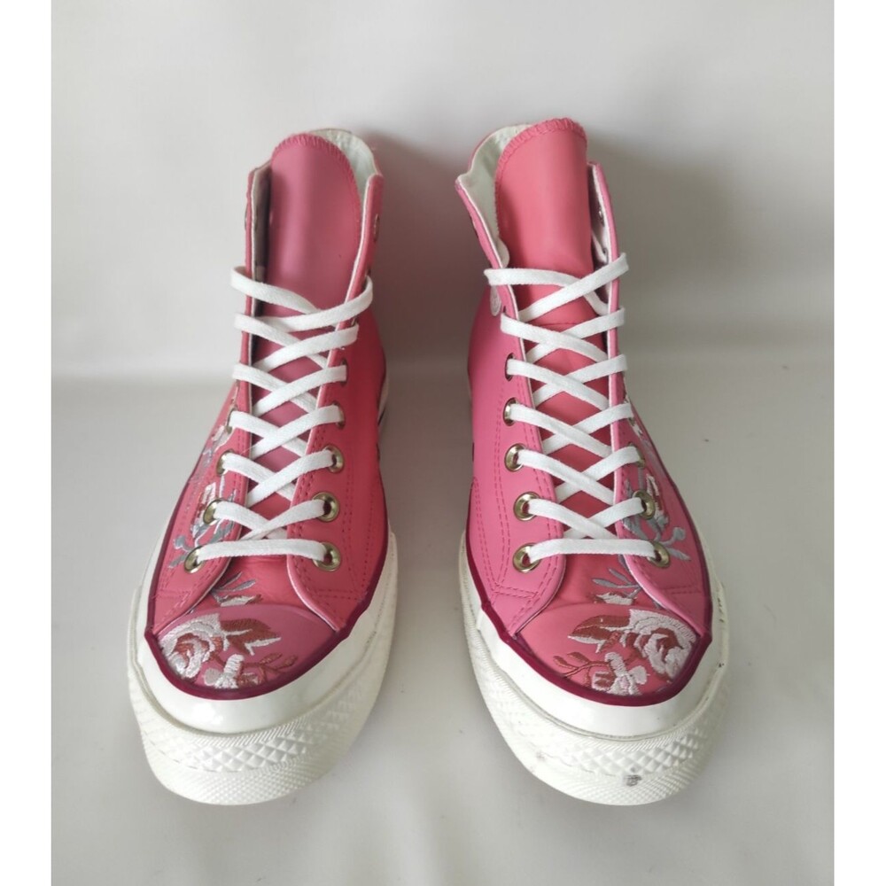 Converse All Star Chuck 70 Coral Punch Embroidered Floral Leather High Tops 9.5